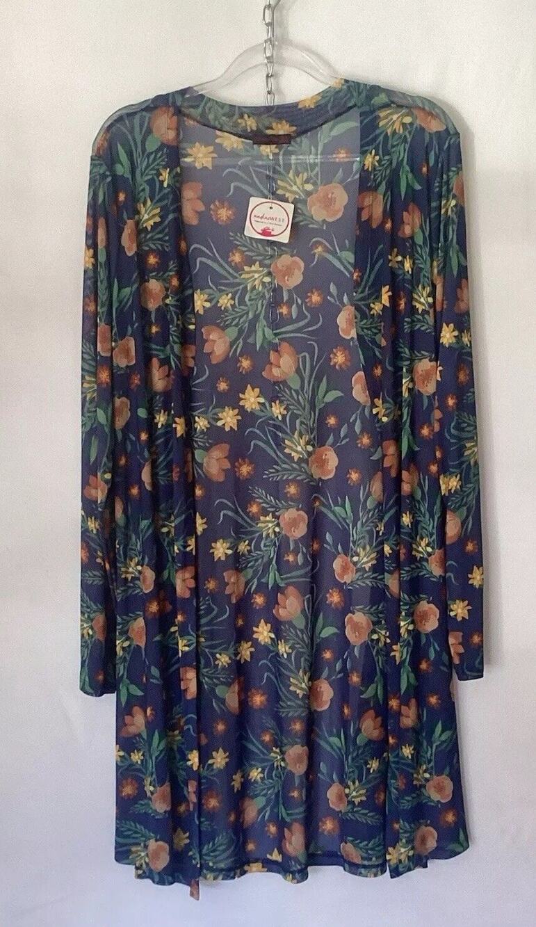 Shiela Rose Woman’s Multi Color Mesh Open Front Kimono XL